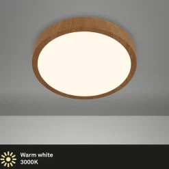 LED plafondlamp Runa Wood houtlook 3.000 K Ø38cm