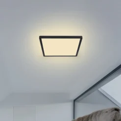 LED plafondlamp Sapana, hoekig, dimbaar, zwart