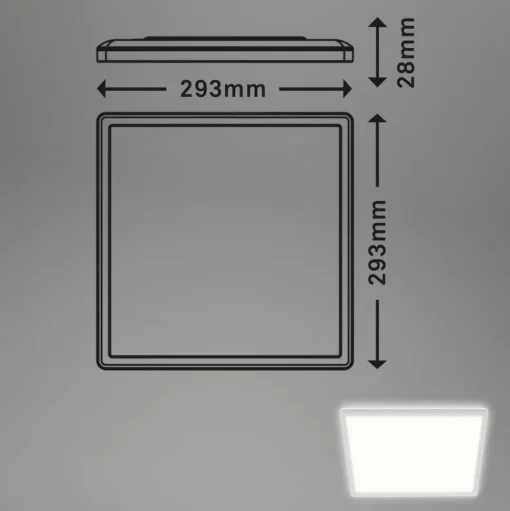 LED plafondlamp Slim, hoekig 29,3 x 29,3 cm