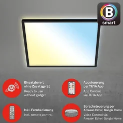 LED plafondlamp Slim zwart Dime CCT 42x42cm