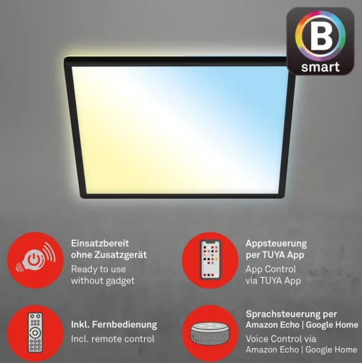 LED plafondlamp Slim zwart Dime CCT 42x42cm