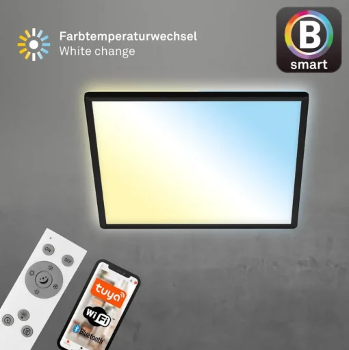 LED plafondlamp Slim zwart Dime CCT 42x42cm