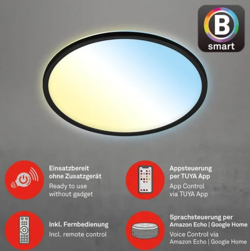 LED plafondlamp Slim zwart Dime CCT Ø 42 cm