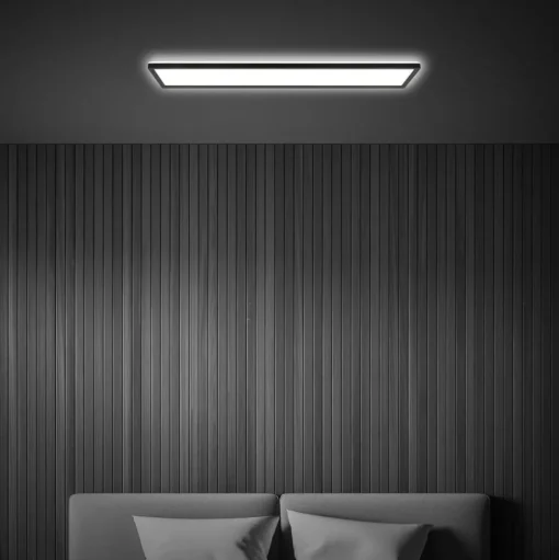 LED plafondlamp Tava, zwart, kunststof, 98cm, achtergrondverlichting