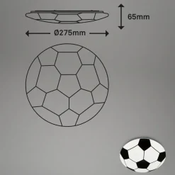 LED plafondlamp Voetbal, zwart/wit, Ø 27,5cm