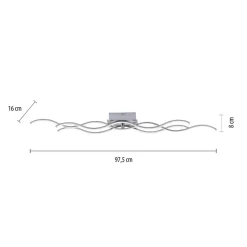 LED plafondlamp Wav 3.000K 97,5x16cm staal