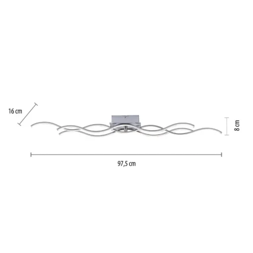LED plafondlamp Wav 3.000K 97,5x16cm staal