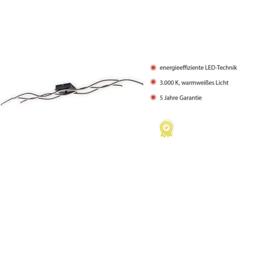 LED plafondlamp Wave 3.000K 137,5x16cm zwart