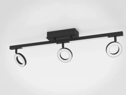 LED plafondspot Cardillio 2 zwart met drie ringen
