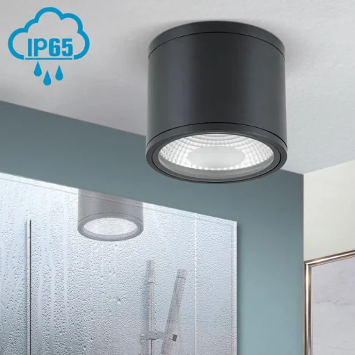 LED plafondspot Sputnik IP65 Ø 14,5 cm zwart
