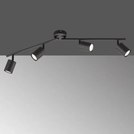 LED plafondspot Vano, zwart, 4-lamps