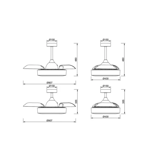 LED plafondventilator Coin Mini wit DC stil Ø 91 cm CCT