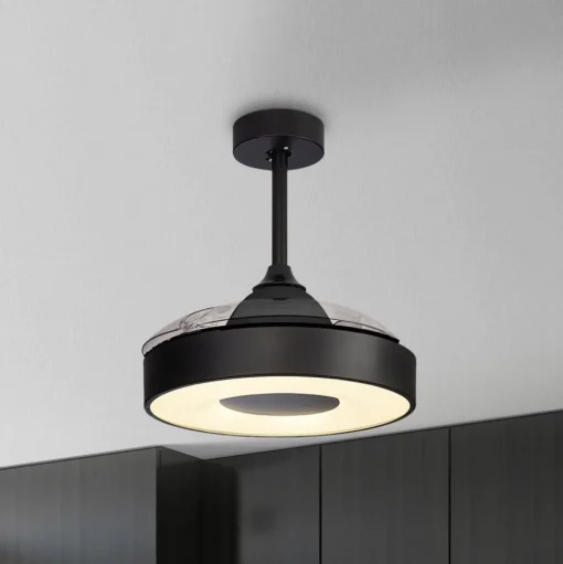 LED plafondventilator Coin Mini zwart DC stil Ø 91 cm CCT