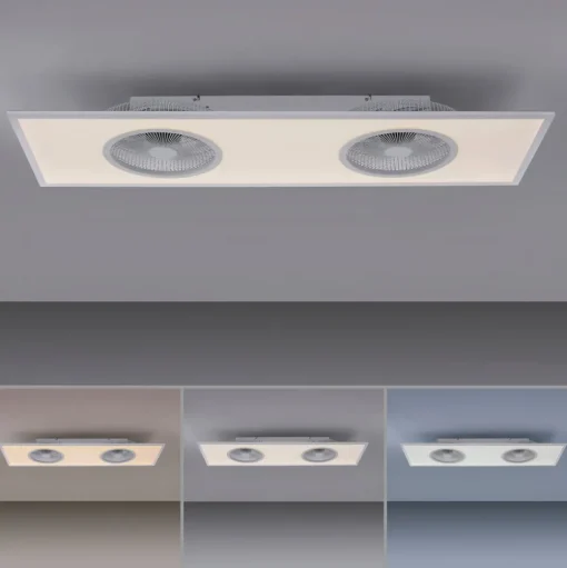 LED plafondventilator Flat-Air, CCT, wit, 120x40cm
