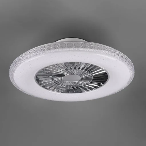LED plafondventilator Harstad, kristallen frame