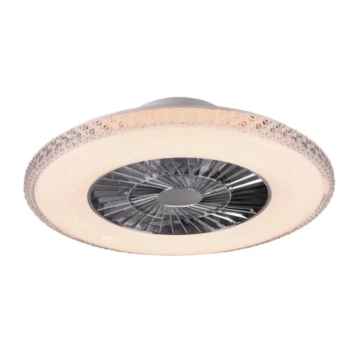 LED plafondventilator Harstad, kristallen frame