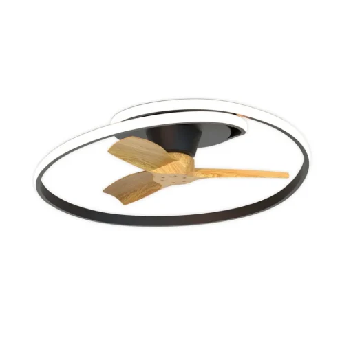 LED plafondventilator Ocean zwart/hout DC stil Ø 78 cm CCT