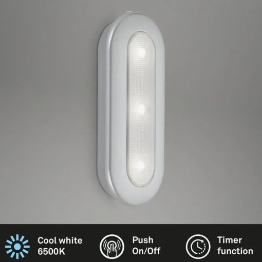 LED Push-Light Row, batterijvoeding, 6.500K, 15 cm