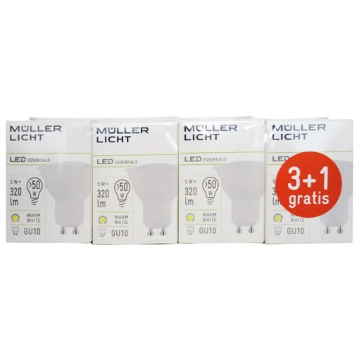 LED reflector GU10 5W 2.700K set 3+1 320lm mat