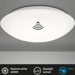 LED sensor plafondlamp Elipso IP44 4.000K Ø28cm