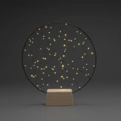 LED silhouet kleine ring met houten voet