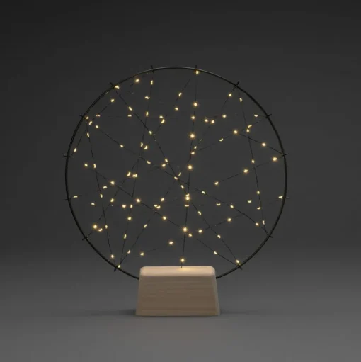 LED silhouet kleine ring met houten voet
