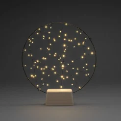 LED silhouet kleine ring met houten voet