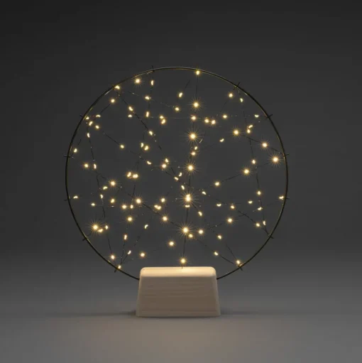 LED silhouet kleine ring met houten voet