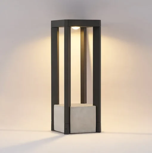 LED sokkellamp Kalisa, IP65, 42 cm, grijs, metaal