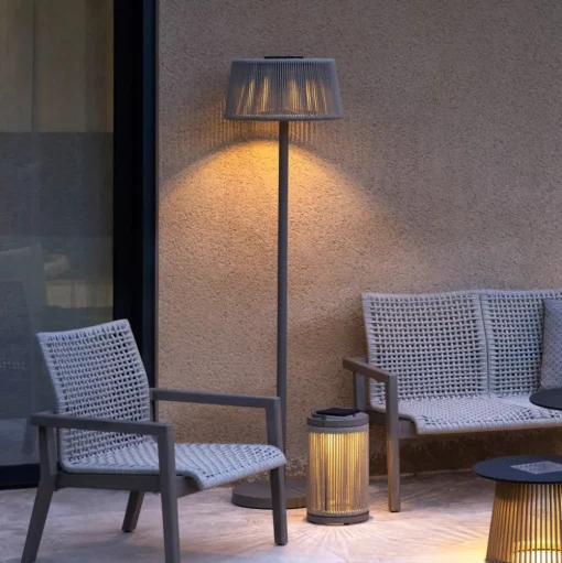 LED solar vloerlamp Rop&Strip, in hoogte verstelbaar, 500 lm