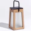 LED solarlantaarn Tecka draagbaar, teak 25 cm