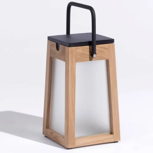 LED solarlantaarn Tecka draagbaar, teak 25 cm