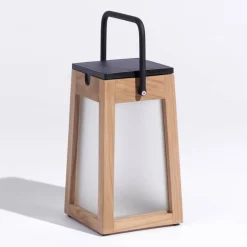 LED solarlantaarn Tecka draagbaar, teak 25 cm