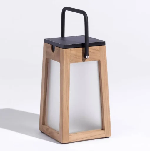 LED solarlantaarn Tecka draagbaar, teak 25 cm