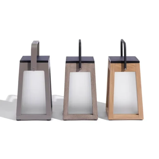 LED solarlantaarn Tecka draagbaar, teak 25 cm