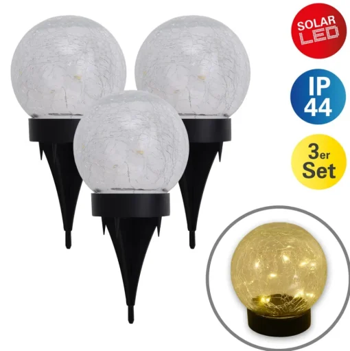 LED solar-sfeerlamp 5248203 van glas, 3er-set