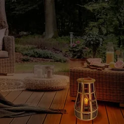 LED solar-sfeerlamp korf, 34 cm, zwart/natuur