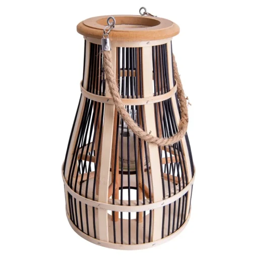 LED solar-sfeerlamp korf, 34 cm, zwart/natuur