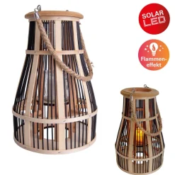 LED solar-sfeerlamp korf, 34 cm, zwart/natuur