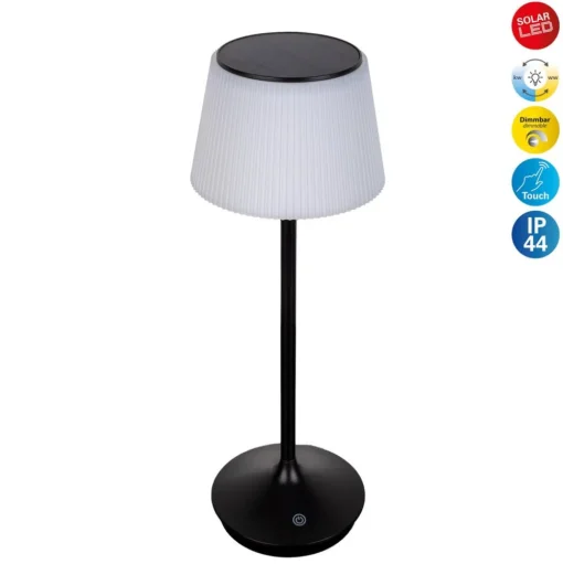 LED solar-tafellamp Emmi CCT oplaadbaar, zwart