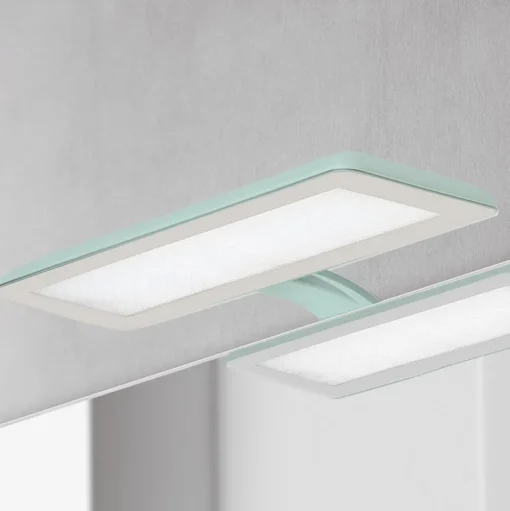 LED spiegellamp Nikita, aquamarijn/staalgrijs