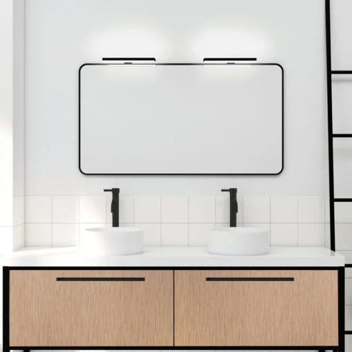 LED spiegellamp Veronica, breedte 30 cm, zwart