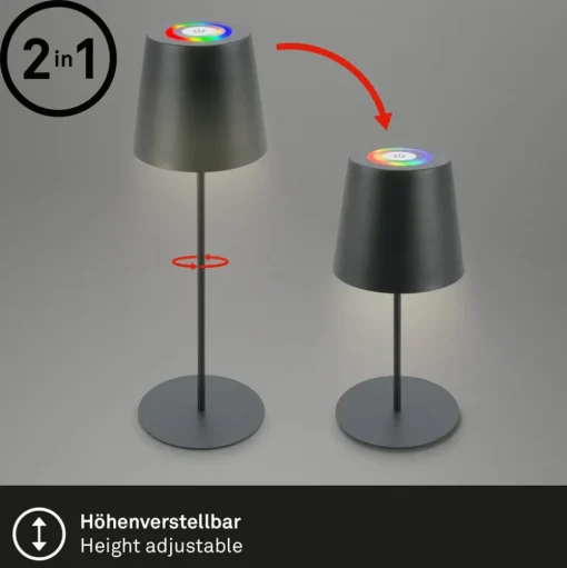 LED tafellamp 7507015, antraciet RGBW IP44 touchdimmer