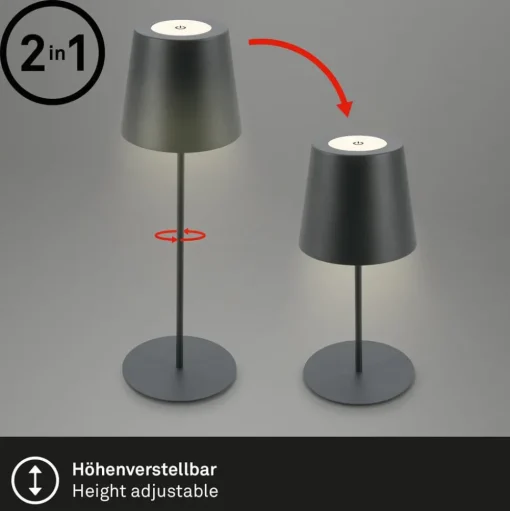 LED tafellamp 7508015, antraciet 2.700 K IP44 Touchdim