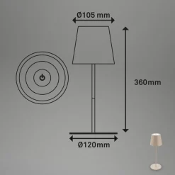 LED tafellamp 7508011, beige, 2.700 K IP44 touchdimmer