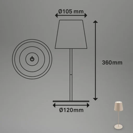 LED tafellamp 7508011, beige, 2.700 K IP44 touchdimmer