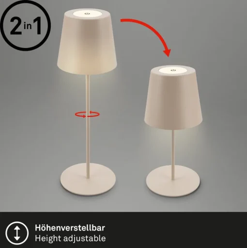 LED tafellamp 7508011, beige, 2.700 K IP44 touchdimmer
