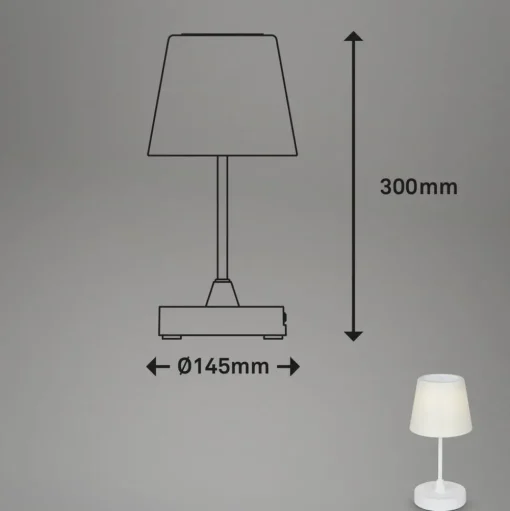 LED tafellamp Campi, oplaadbare batterij, dimbaar, wit