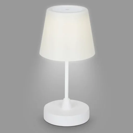 LED tafellamp Campi, oplaadbare batterij, dimbaar, wit