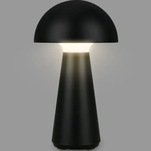 LED tafellamp Fungo, oplaadbaar, zwart